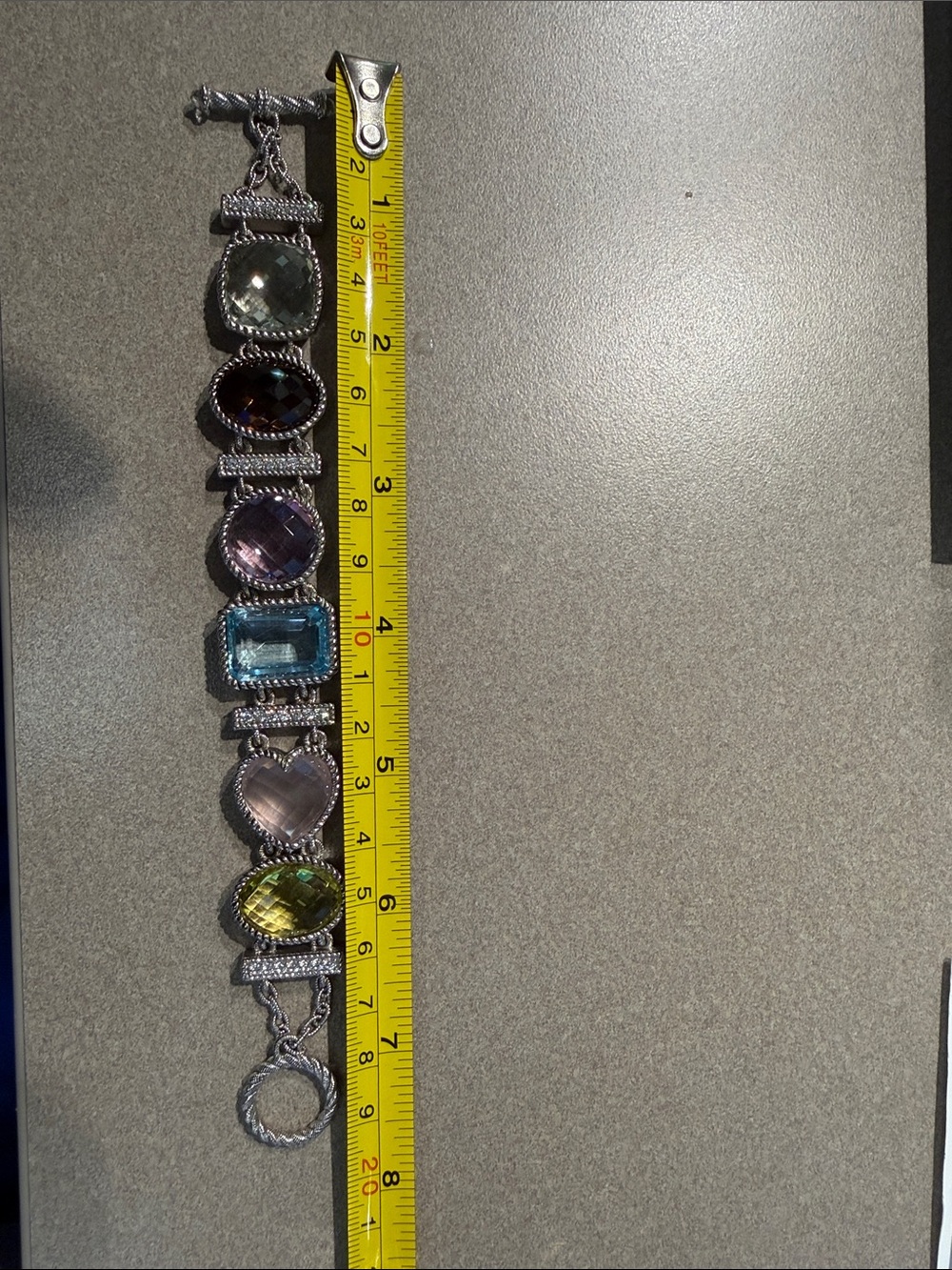 Judith Ripka Multi-Gemstone Bracelet in Yellow, Pink, Blue, Brown and Green - Picture 9 of 9